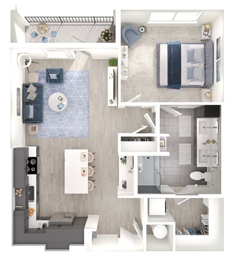 a floor plan of a bedroom with a bathroom and a living room